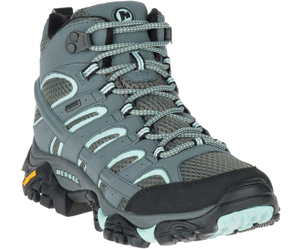 Kozaki Merrell Damskie Szare - Moab 2 Mid Gore -Tex® Wide Width - 471853-LIW